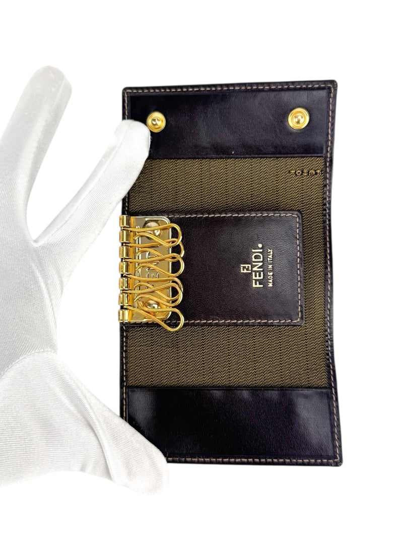 Fendi Zucca Canvas and Leather 6-Ring Key Case