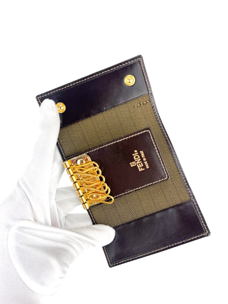 Fendi Zucca Canvas and Leather 6-Ring Key Case