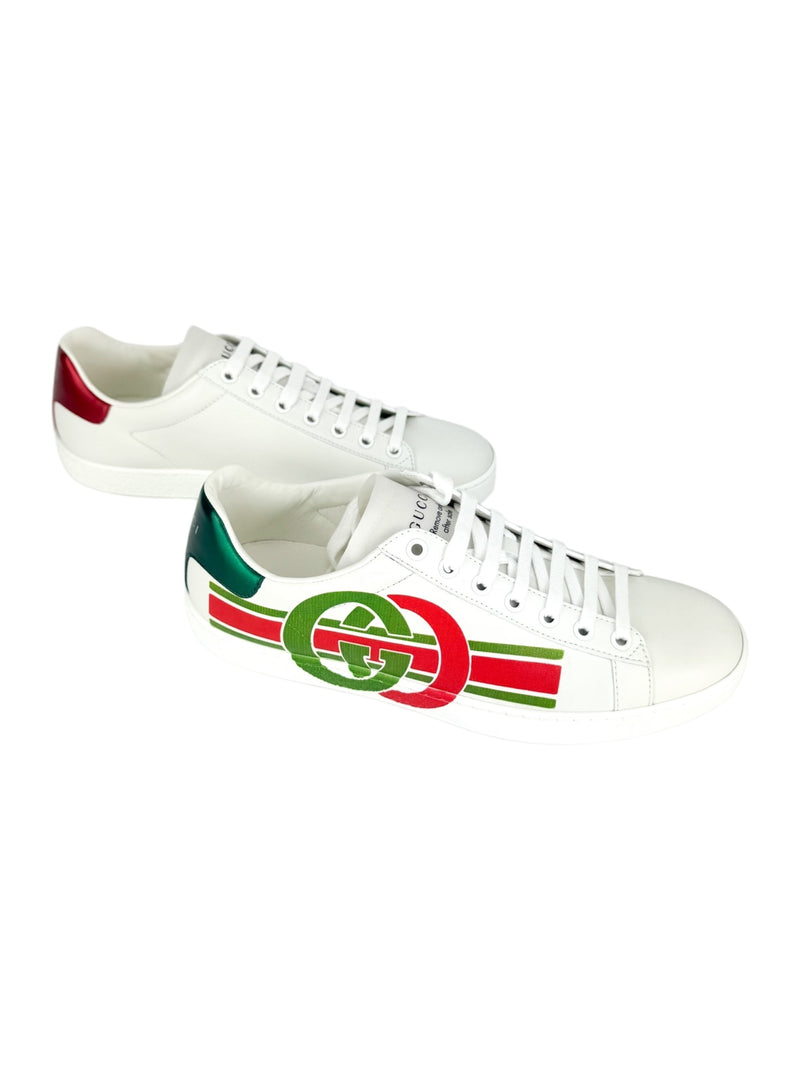 Gucci White Leather Ace Logo Sneakers 38.5