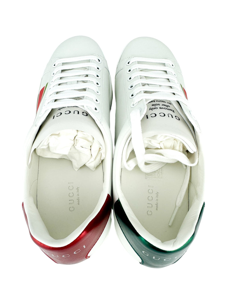 Gucci White Leather Ace Logo Sneakers 38.5