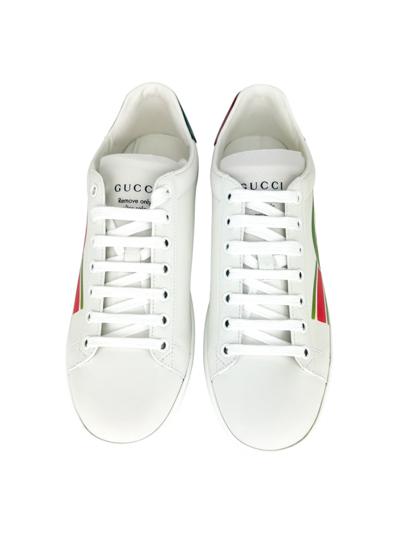 Gucci White Leather Ace Logo Sneakers 38.5