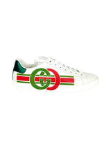 Gucci White Leather Ace Logo Sneakers 38.5