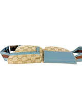 Gucci Beige and Light Blue Canvas and Leather GG Waist Bag
