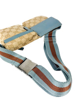Gucci Beige and Light Blue Canvas and Leather GG Waist Bag