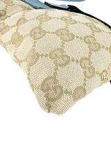 Gucci Beige and Light Blue Canvas and Leather GG Waist Bag