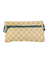 Gucci Beige and Light Blue Canvas and Leather GG Waist Bag