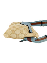 Gucci Beige and Light Blue Canvas and Leather GG Waist Bag