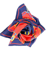 Cartier Navy, Orange, Pink & Gold Silk Scarf