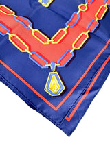 Cartier Navy, Orange, Pink & Gold Silk Scarf