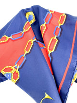 Cartier Navy, Orange, Pink & Gold Silk Scarf