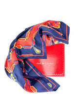 Cartier Navy, Orange, Pink & Gold Silk Scarf