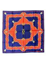Cartier Navy, Orange, Pink & Gold Silk Scarf