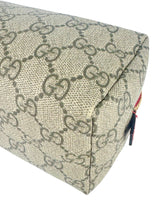 Gucci Brown, Beige and Red Coated Canvas GG Supreme Cosmetic Pouch