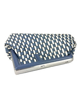 Fendi Blue and White Nappa Leather First Clutch Bag Small
