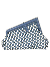 Fendi Blue and White Nappa Leather First Clutch Bag Small