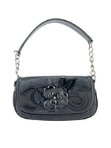 Chanel Black Lambskin and Patent Leather Camelia Chocolate Bar Handbag