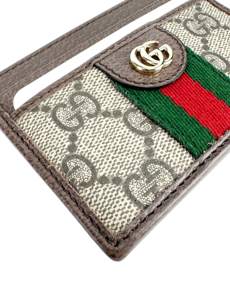 Gucci Brown Coat Canvas Leather Ophidia Card Case