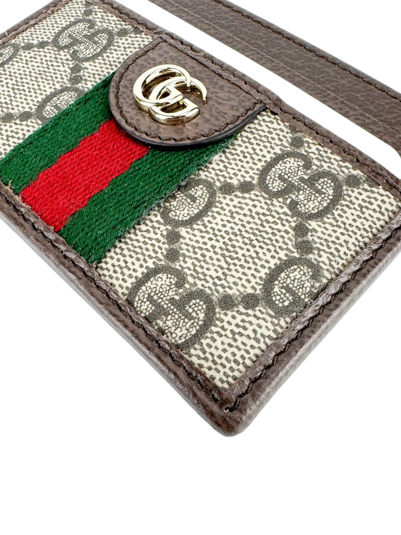Gucci Brown Coat Canvas Leather Ophidia Card Case
