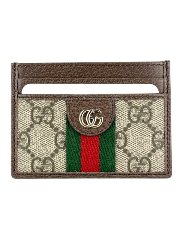 Gucci Brown Coat Canvas Leather Ophidia Card Case