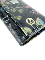 Gucci Black Leather Floral Print Betty Key Case