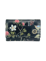 Gucci Black Leather Floral Print Betty Key Case