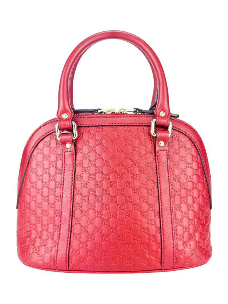 Gucci Castilian Red Leather Micro Guccissima 2 Way Bag