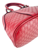 Gucci Castilian Red Leather Micro Guccissima 2 Way Bag