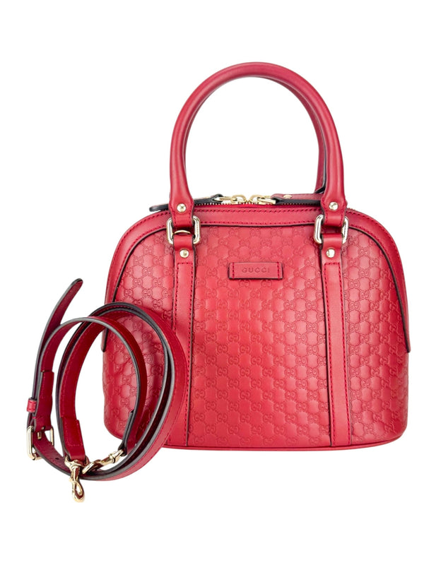 Gucci Castilian Red Leather Micro Guccissima 2 Way Bag