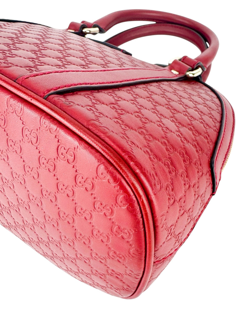 Gucci Castilian Red Leather Micro Guccissima 2 Way Bag