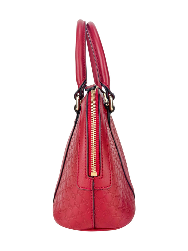 Gucci Castilian Red Leather Micro Guccissima 2 Way Bag