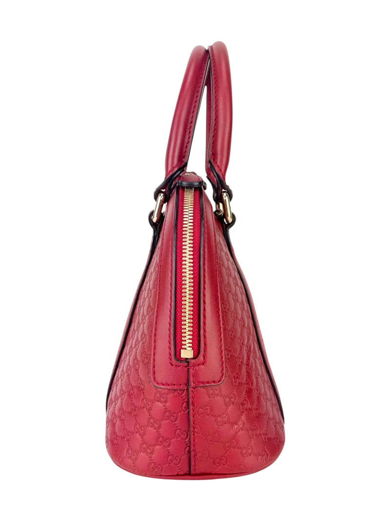Gucci Castilian Red Leather Micro Guccissima 2 Way Bag