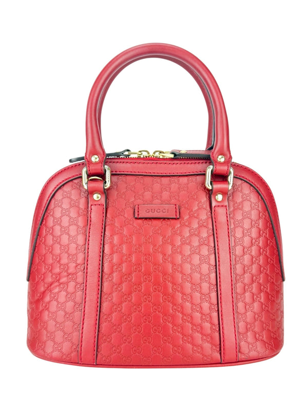 Gucci Castilian Red Leather Micro Guccissima 2 Way Bag