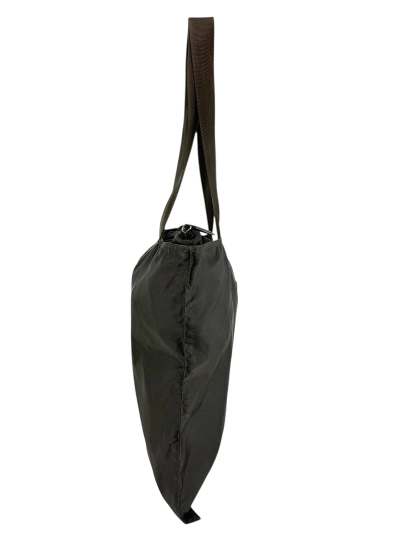 Prada Vintage Dark Brown Nylon Tessuto Tote Bag