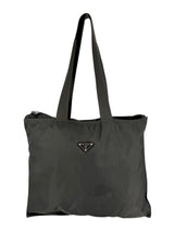 Prada Vintage Dark Brown Nylon Tessuto Tote Bag