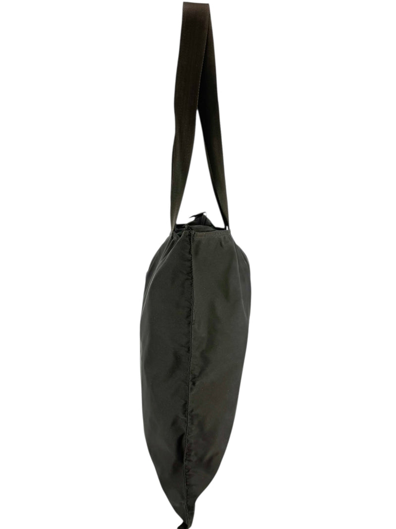 Prada Vintage Dark Brown Nylon Tessuto Tote Bag