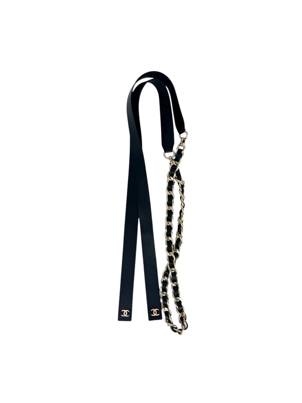 Chanel Black Lambskin and Chainlink Belt