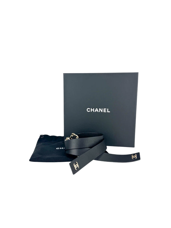 Chanel Black Lambskin and Chainlink Belt
