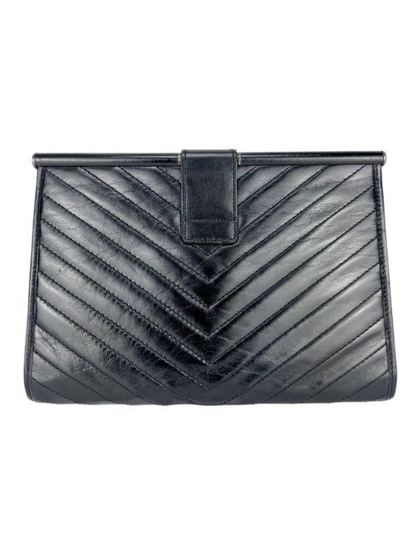 Saint Laurent Black Leather Vintage Clutch Bag