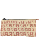 Fendi Beige and Pink Canvas Zucchino Cosmetic Pouch