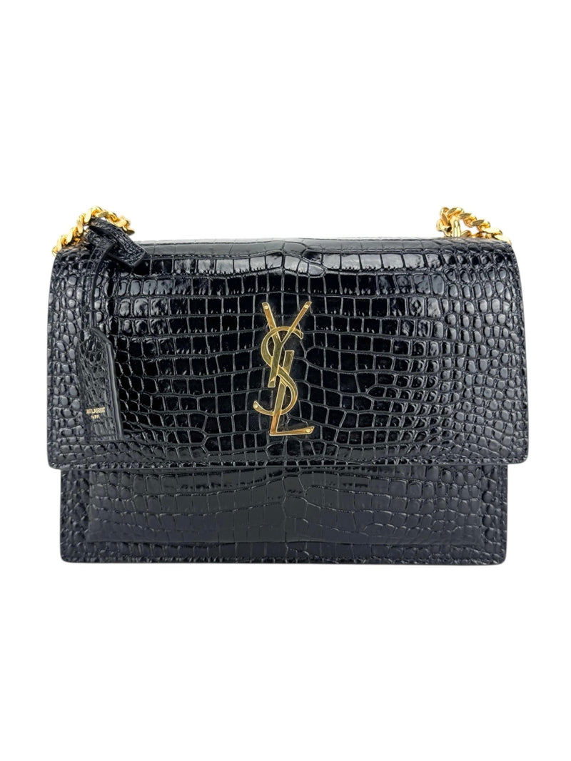 Saint Laurent Black Leather Sunset Shoulder Bag