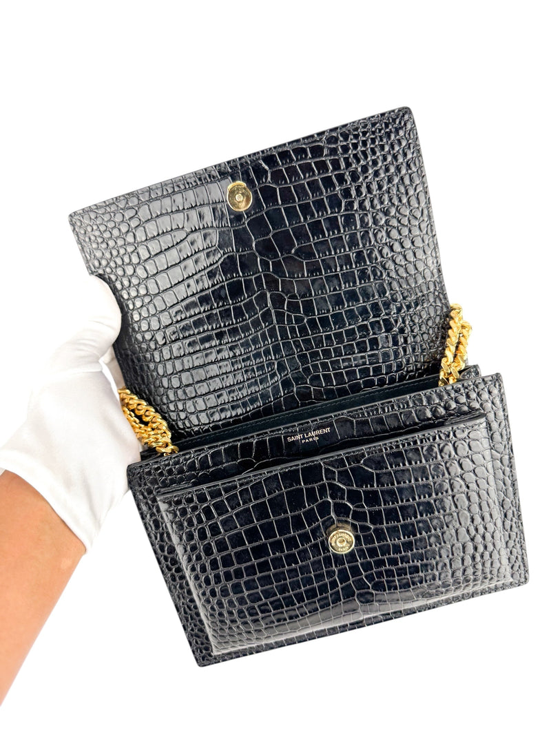 Saint Laurent Black Leather Sunset Shoulder Bag