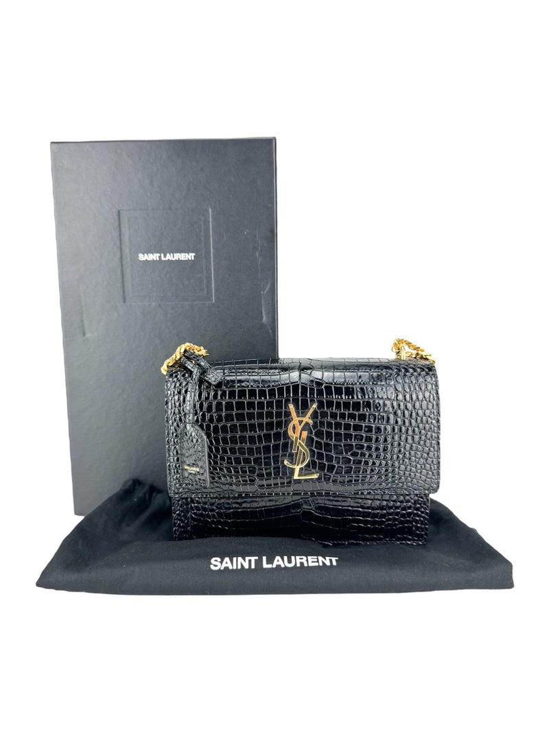 Saint Laurent Black Leather Sunset Shoulder Bag