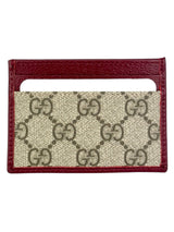 Gucci Brown and Burgundy Coated Canvas Leather Ophidia Card Case