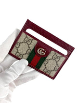 Gucci Brown and Burgundy Coated Canvas Leather Ophidia Card Case