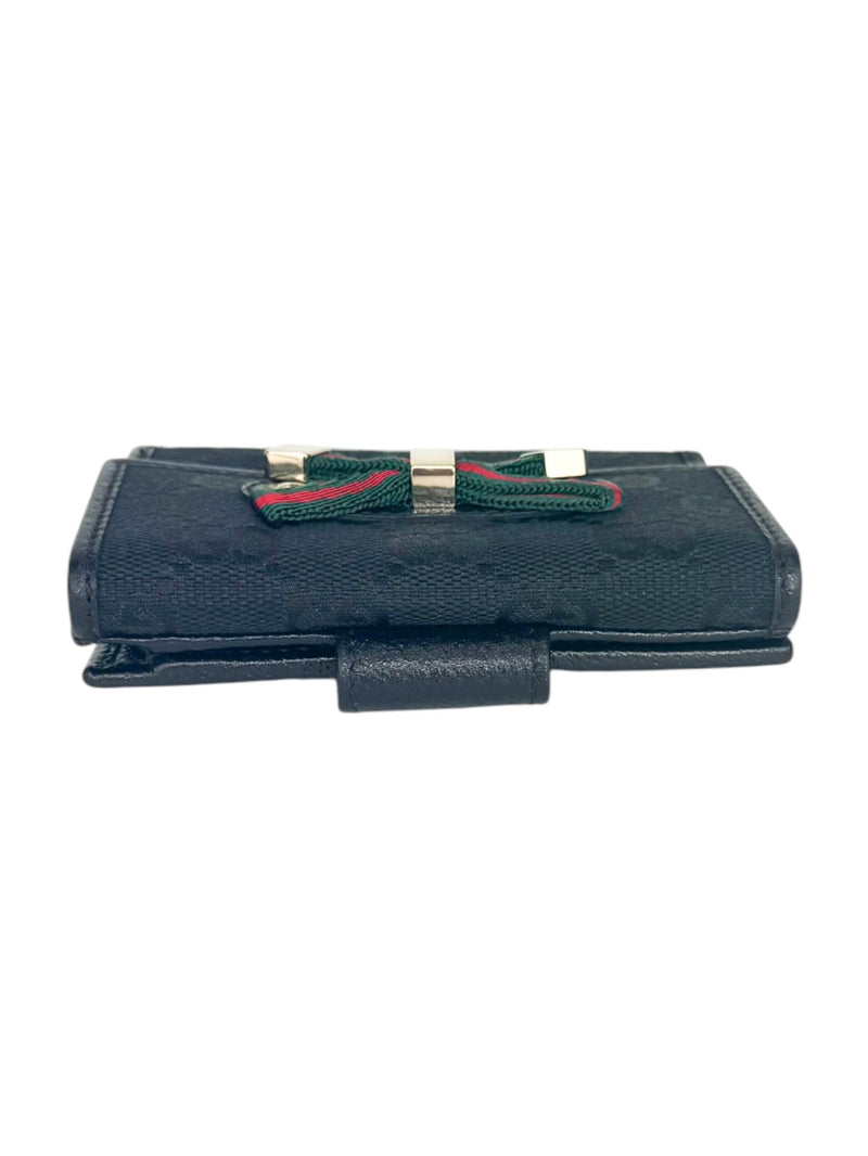 Gucci Canvas and Leather GG Princy Sherry Bifold Compact Wallet