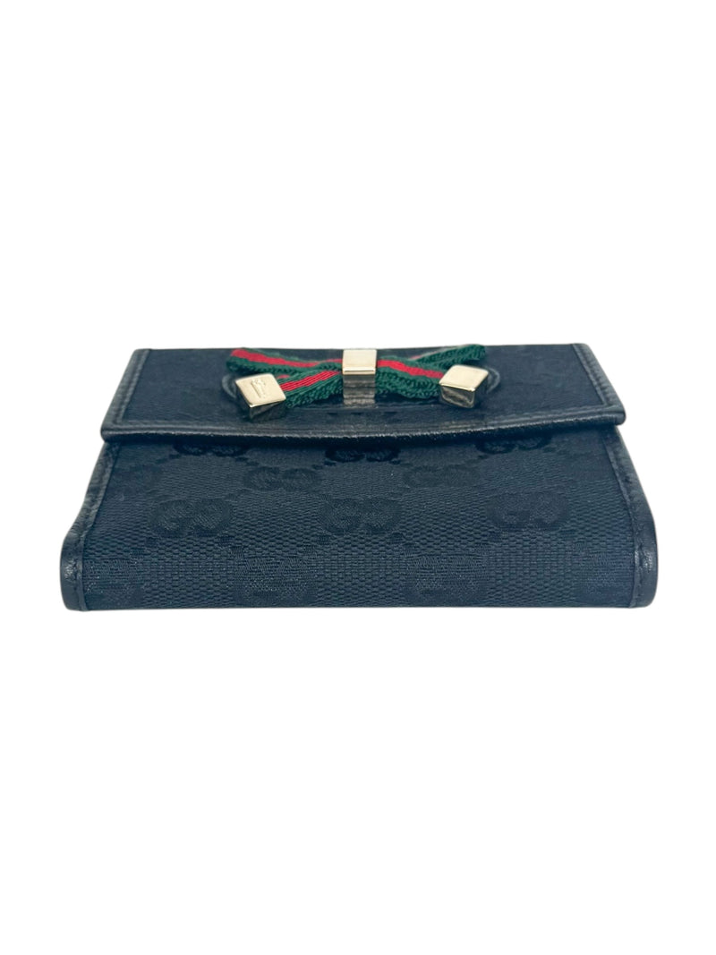 Gucci Canvas and Leather GG Princy Sherry Bifold Compact Wallet