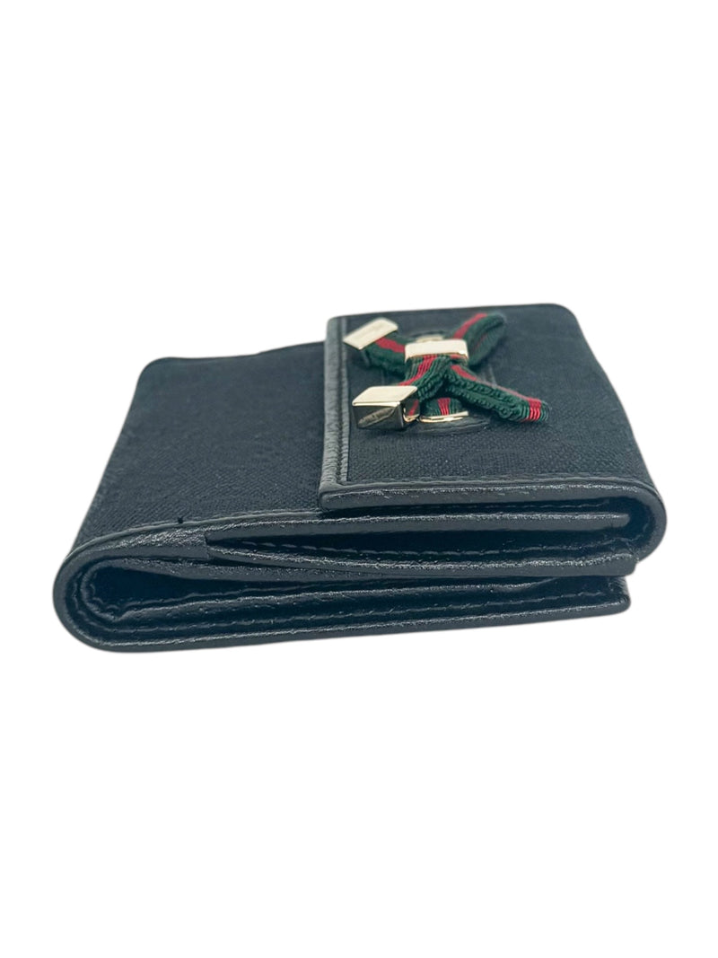 Gucci Canvas and Leather GG Princy Sherry Bifold Compact Wallet