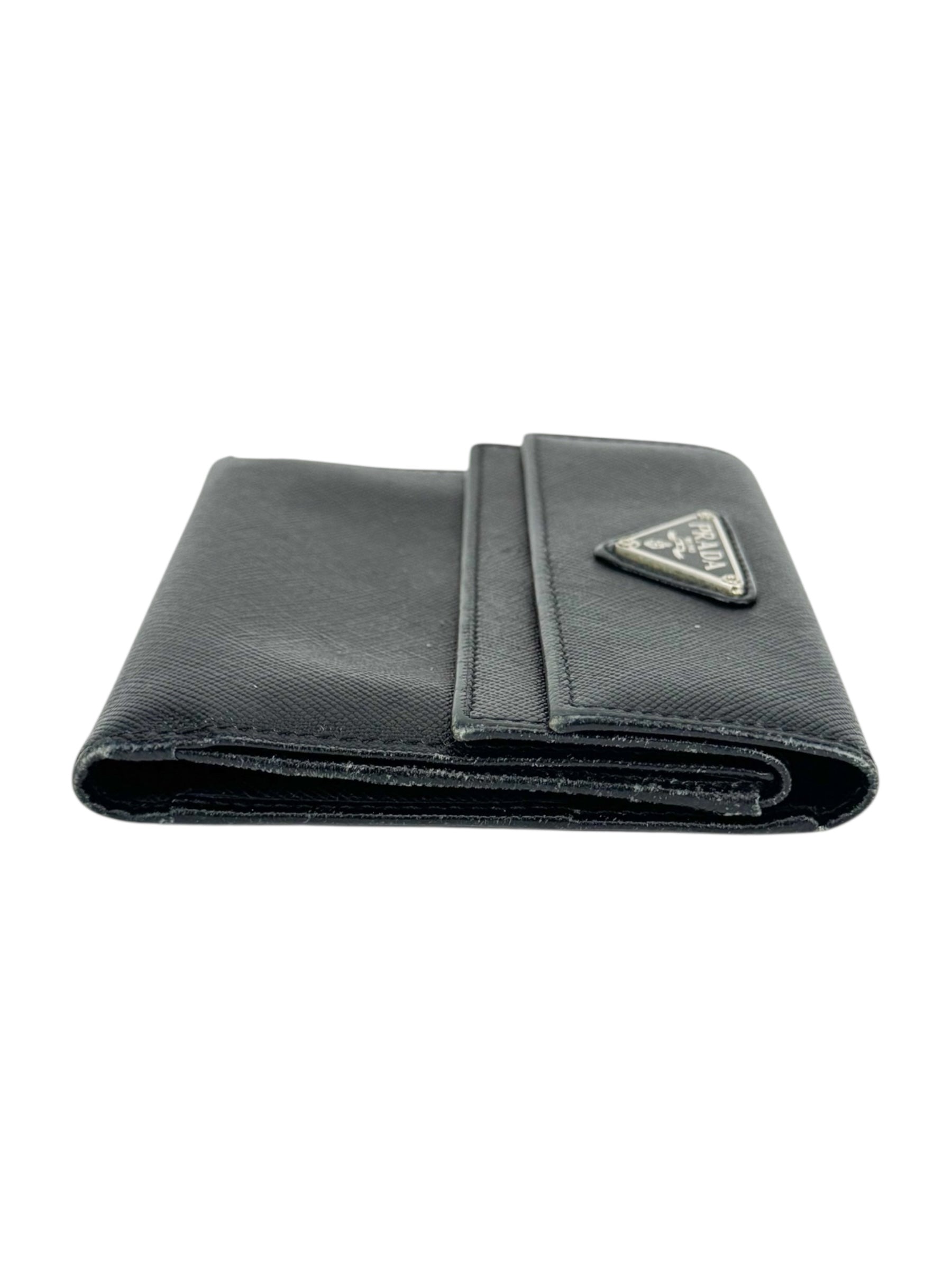 Prada Black Saffiano Leather Tri-fold Wallet