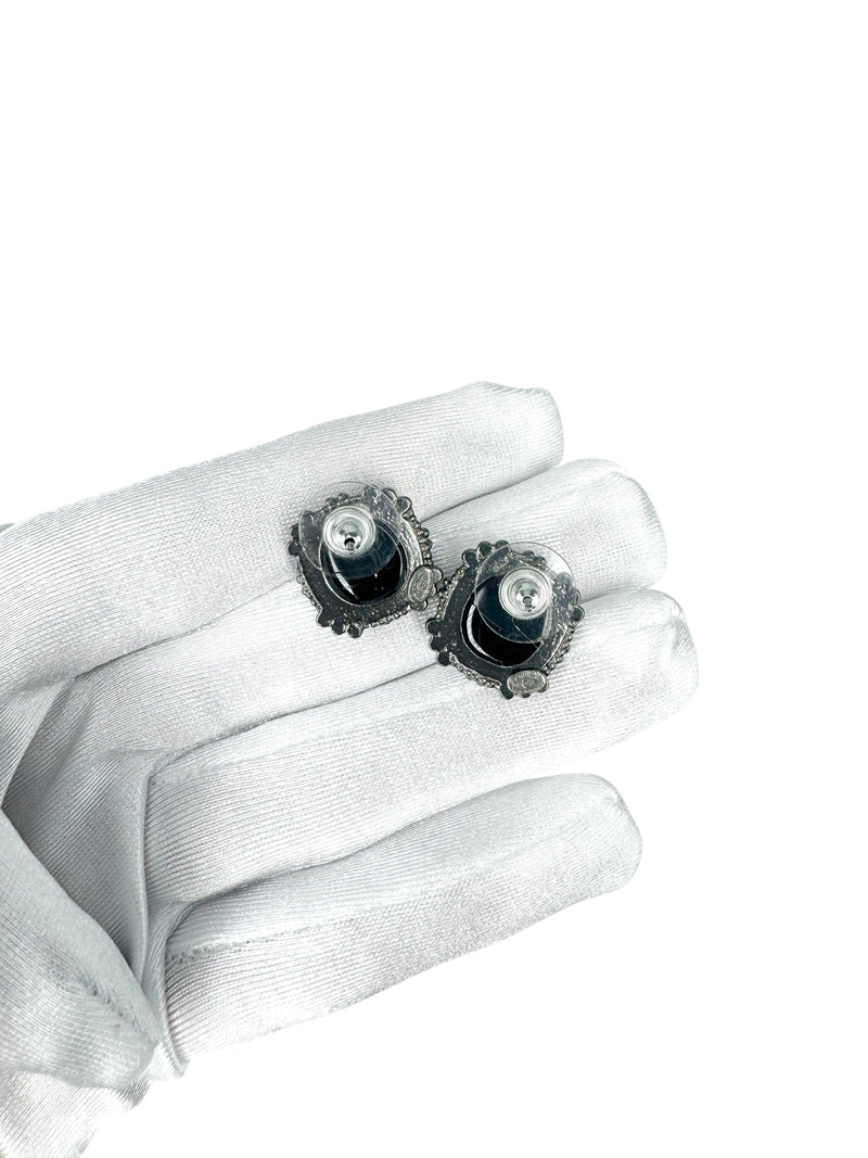 Chanel Black and Ruthenium CC Earrings (FULL SET)
