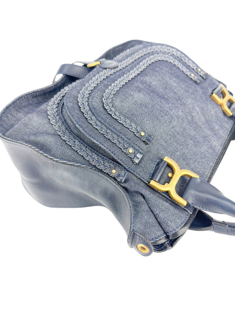 Chloe Blue Denim Marcie Bag Medium